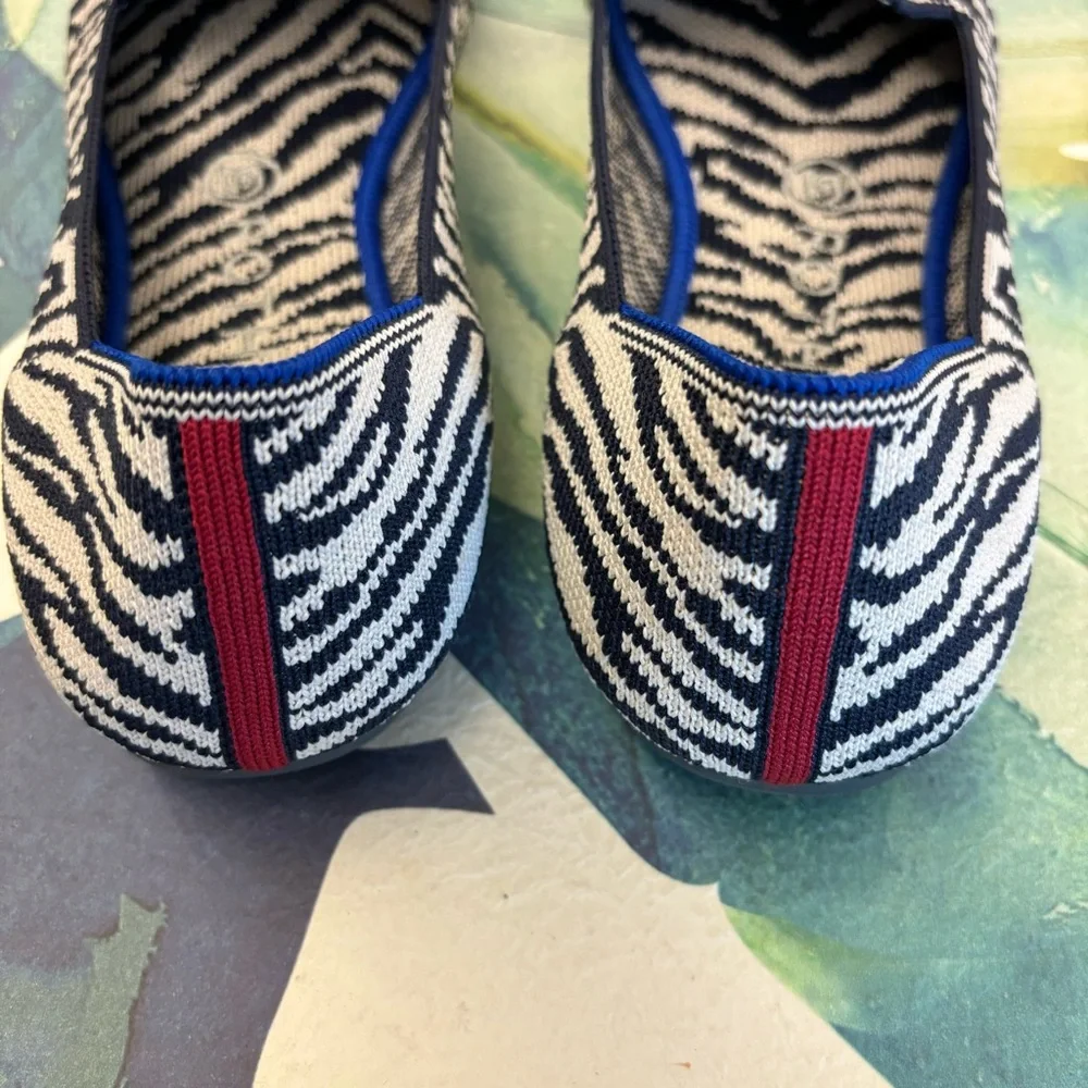 ROTHYS Zebra Print Slip On Flats Size 9.5 Retired Color Comfort Shoe